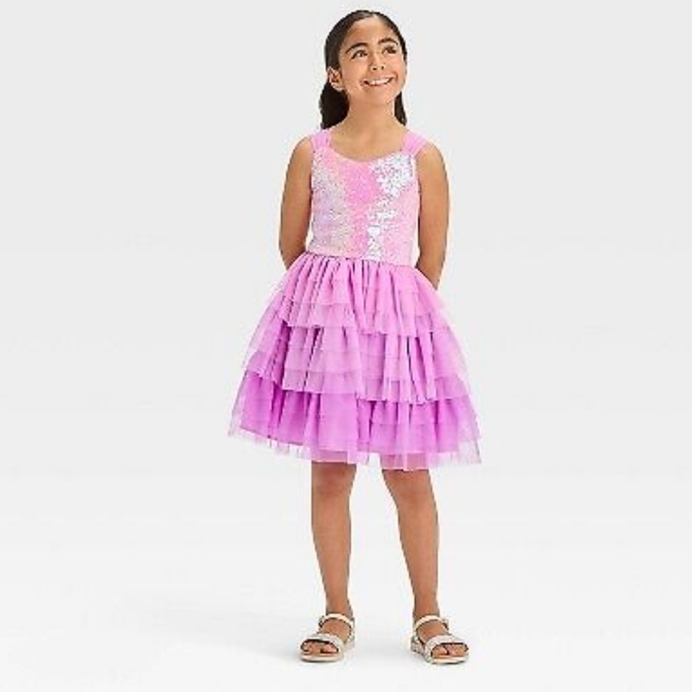 Cat & Jack Sleeveless Ombre Sequin Tiered Dress